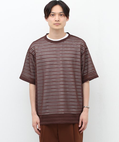 417 EDIFICE（フォーワンセブンエディフィス）の「ソフトレースボーダーTEE（シャツ/ブラウス・メンズ・ホワイト/ベージュ/ブラック・LARGE/MEDIUM）」の11枚目の写真