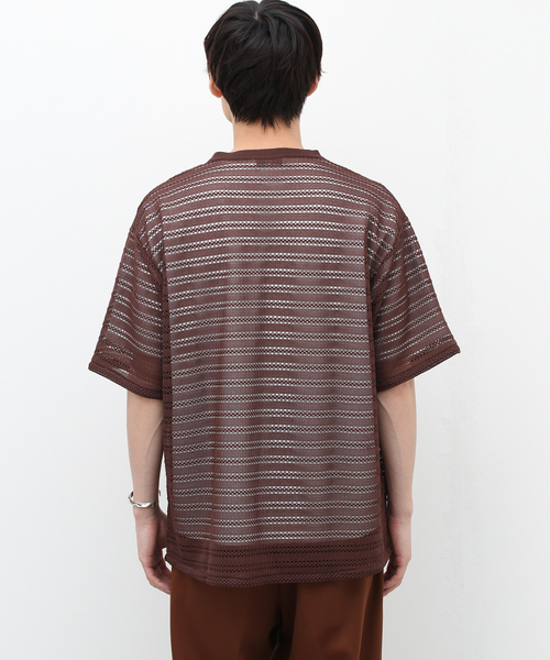 417 EDIFICE（フォーワンセブンエディフィス）の「ソフトレースボーダーTEE（シャツ/ブラウス・メンズ・ホワイト/ベージュ/ブラック・LARGE/MEDIUM）」の13枚目の写真