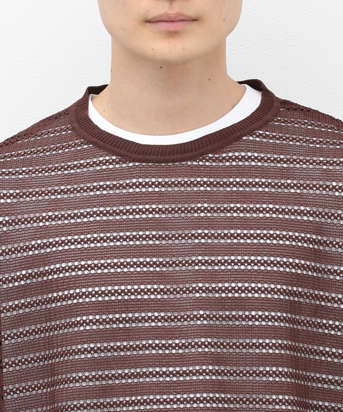 417 EDIFICE（フォーワンセブンエディフィス）の「ソフトレースボーダーTEE（シャツ/ブラウス・メンズ・ホワイト/ベージュ/ブラック・LARGE/MEDIUM）」の6枚目の写真