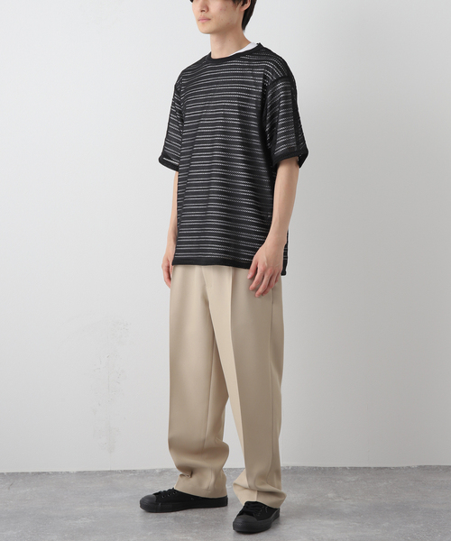 417 EDIFICE（フォーワンセブンエディフィス）の「ソフトレースボーダーTEE（シャツ/ブラウス・メンズ・ホワイト/ベージュ/ブラック・LARGE/MEDIUM）」の18枚目の写真