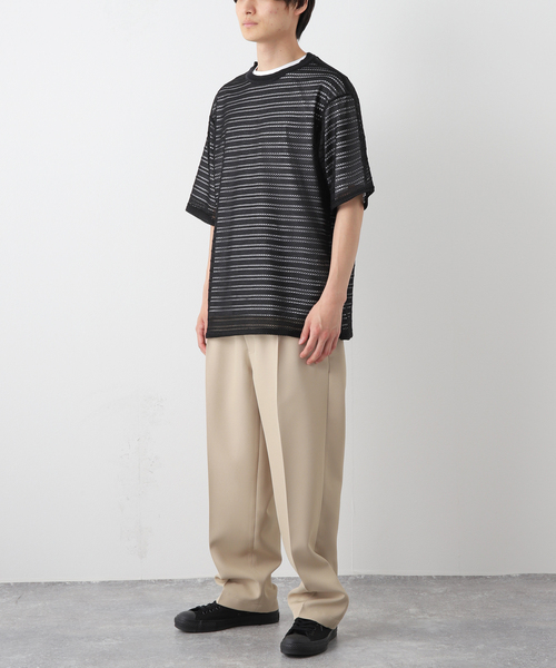 417 EDIFICE（フォーワンセブンエディフィス）の「ソフトレースボーダーTEE（シャツ/ブラウス・メンズ・ホワイト/ベージュ/ブラック・LARGE/MEDIUM）」の9枚目の写真
