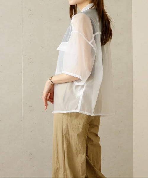 Per sist ence（パーシエンス）の「Per sist ence/パーシエンス　 オーガンジーシアー半袖シャツ（シャツ/ブラウス・レディース・ブラウン/ブラック/グレー/ホワイト・FREE）」の10枚目の写真