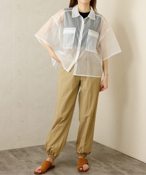 Per sist ence（パーシエンス）の「Per sist ence/パーシエンス　 オーガンジーシアー半袖シャツ（シャツ/ブラウス・レディース・ブラウン/ブラック/グレー/ホワイト・FREE）」の13枚目の写真