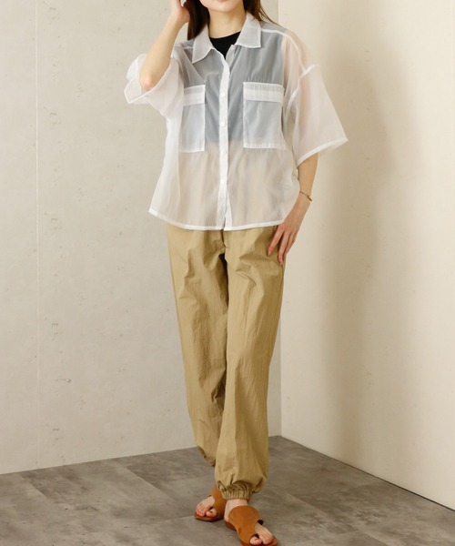 Per sist ence（パーシエンス）の「Per sist ence/パーシエンス　 オーガンジーシアー半袖シャツ（シャツ/ブラウス・レディース・ブラウン/ブラック/グレー/ホワイト・FREE）」の18枚目の写真