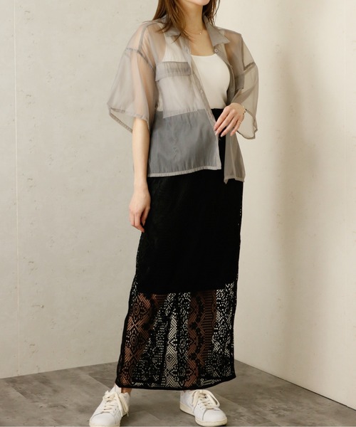 Per sist ence（パーシエンス）の「Per sist ence/パーシエンス　 オーガンジーシアー半袖シャツ（シャツ/ブラウス・レディース・ブラウン/ブラック/グレー/ホワイト・FREE）」の21枚目の写真