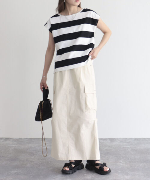 fredy emue（フレディエミュ）の「ロングベイカースカート（スカート・レディース・アイボリー/カーキ・38）」の8枚目の写真