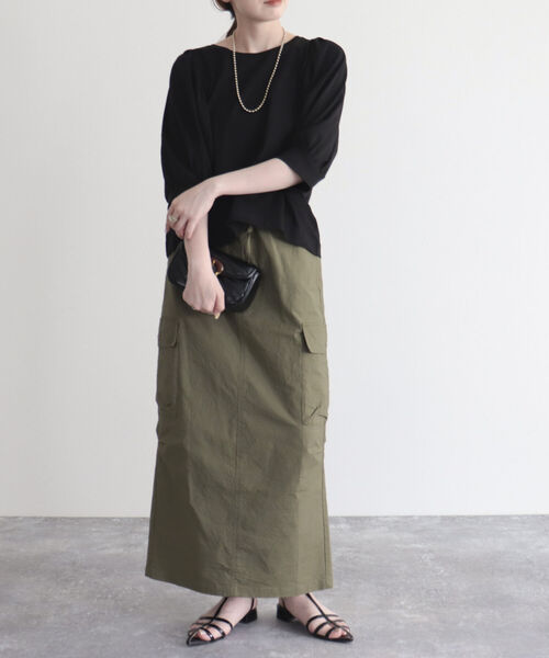 fredy emue（フレディエミュ）の「ロングベイカースカート（スカート・レディース・アイボリー/カーキ・38）」の15枚目の写真