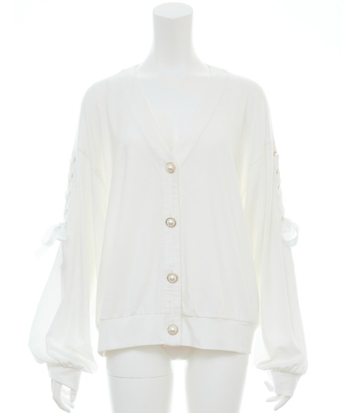 Secret Honey（シークレットハニー）の「レースアップカットカーディガン（カーディガン/ボレロ・レディース・オフホワイト/ブラック・FREE）」の4枚目の写真