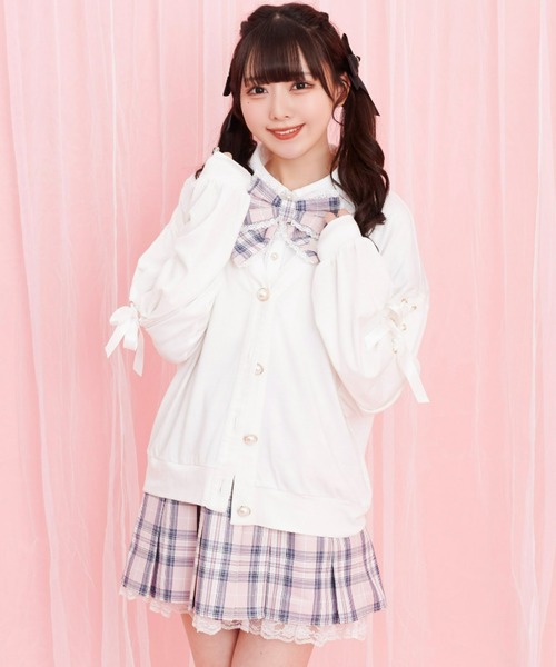 Secret Honey（シークレットハニー）の「レースアップカットカーディガン（カーディガン/ボレロ・レディース・オフホワイト/ブラック・FREE）」の7枚目の写真