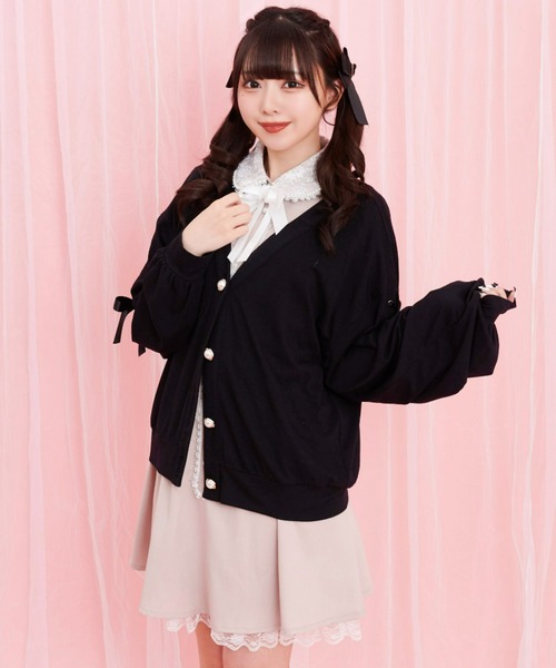 Secret Honey（シークレットハニー）の「レースアップカットカーディガン（カーディガン/ボレロ・レディース・オフホワイト/ブラック・FREE）」の9枚目の写真