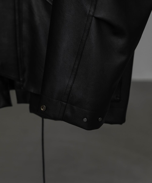 WYMレザージャケット ブラック ARTIFICIAL GRAIN MILITARY BLOUSON（ブルゾン）｜WYM LIDNM