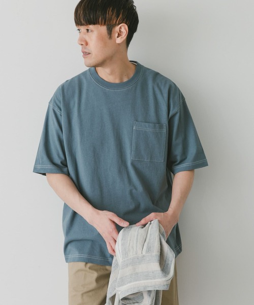 URBAN RESEARCH DOORS（アーバンリサーチドアーズ）の「USAコットン配色ステッチポケットTシャツ（Tシャツ/カットソー・メンズ・モカ/ホワイト/ブラック/ブルー・X-LARGE/MEDIUM/LARGE）」の4枚目の写真