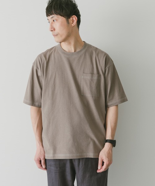 URBAN RESEARCH DOORS（アーバンリサーチドアーズ）の「USAコットン配色ステッチポケットTシャツ（Tシャツ/カットソー・メンズ・モカ/ホワイト/ブラック/ブルー・X-LARGE/MEDIUM/LARGE）」の6枚目の写真