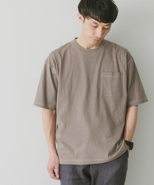 URBAN RESEARCH DOORS（アーバンリサーチドアーズ）の「USAコットン配色ステッチポケットTシャツ（Tシャツ/カットソー・メンズ・モカ/ホワイト/ブラック/ブルー・X-LARGE/MEDIUM/LARGE）」の12枚目の写真