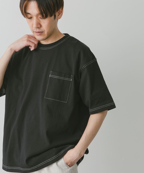 URBAN RESEARCH DOORS（アーバンリサーチドアーズ）の「USAコットン配色ステッチポケットTシャツ（Tシャツ/カットソー・メンズ・モカ/ホワイト/ブラック/ブルー・X-LARGE/MEDIUM/LARGE）」の17枚目の写真