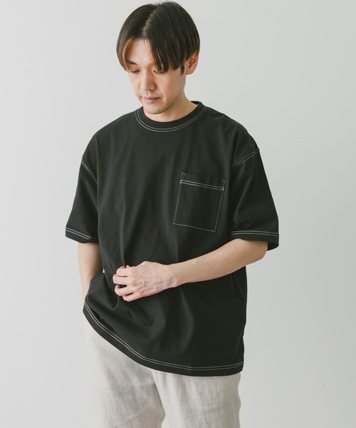 URBAN RESEARCH DOORS（アーバンリサーチドアーズ）の「USAコットン配色ステッチポケットTシャツ（Tシャツ/カットソー・メンズ・モカ/ホワイト/ブラック/ブルー・X-LARGE/MEDIUM/LARGE）」の22枚目の写真