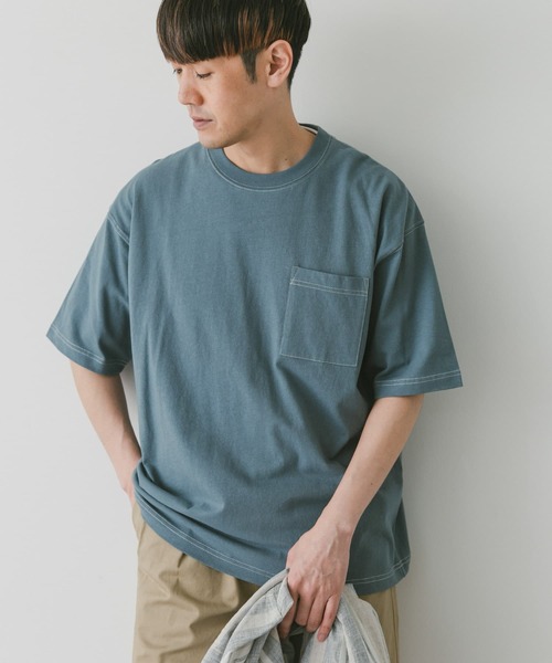 URBAN RESEARCH DOORS（アーバンリサーチドアーズ）の「USAコットン配色ステッチポケットTシャツ（Tシャツ/カットソー・メンズ・モカ/ホワイト/ブラック/ブルー・X-LARGE/MEDIUM/LARGE）」の18枚目の写真