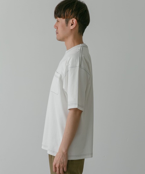 URBAN RESEARCH DOORS（アーバンリサーチドアーズ）の「USAコットン配色ステッチポケットTシャツ（Tシャツ/カットソー・メンズ・モカ/ホワイト/ブラック/ブルー・X-LARGE/MEDIUM/LARGE）」の14枚目の写真