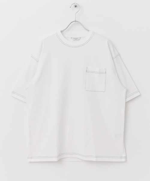 URBAN RESEARCH DOORS（アーバンリサーチドアーズ）の「USAコットン配色ステッチポケットTシャツ（Tシャツ/カットソー・メンズ・モカ/ホワイト/ブラック/ブルー・X-LARGE/MEDIUM/LARGE）」の9枚目の写真