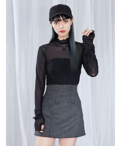 EATME（イートミー）の「シースルーメッシュTOP（Tシャツ/カットソー・レディース・ブラック/オフホワイト・FREE）」の7枚目の写真