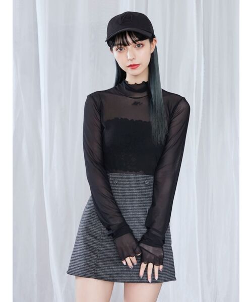 EATME（イートミー）の「シースルーメッシュTOP（Tシャツ/カットソー・レディース・ブラック/オフホワイト・FREE）」の13枚目の写真