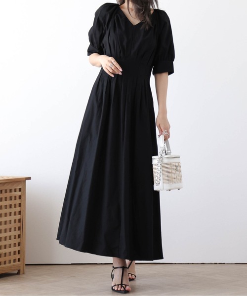 AMELY(エミリー)の「リネン混フレアワンピース(ワンピース・レディース・イエロー/ライトブラウン/ブルーグリーン/ブラック・M/L)」の7枚目の写真