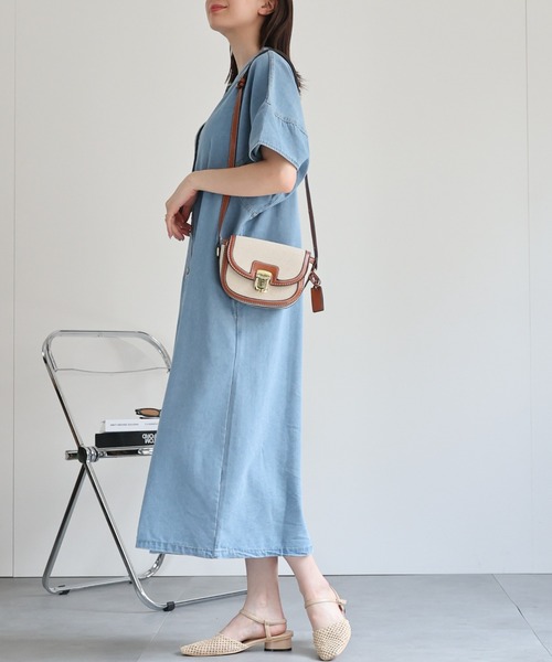 sakishimatokyo（サキシマトーキョー）の「【選べる着丈】スタンドカラーシャツワンピ（シャツワンピース・レディース・インディゴブルー/ライトブルー/ライトグリーン/ブラック系その他・FREE/LARGE）」の7枚目の写真