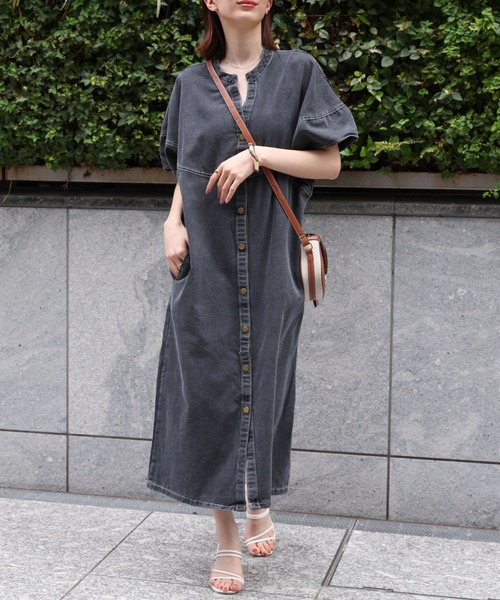 DEPAREILLE デパリエ スタンドカラー コットンシャツワンピース 36 セール】【選べる着丈】スタンドカラーシャツワンピ（シャツワンピース