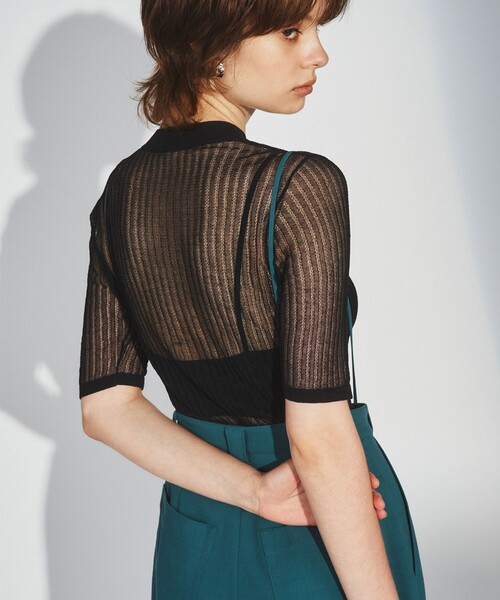 Diagram(ダイアグラム)の「シアーリブクルーニットトップ(Tシャツ/カットソー・レディース・オレンジ/ブラック/ブラウン/ホワイト・36)」の3枚目の写真