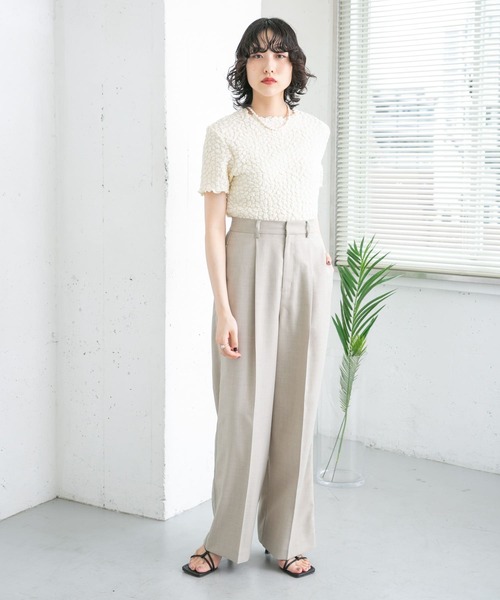 KBF(ケイビーエフ)の「カットジャガードTEE(Tシャツ/カットソー・レディース・イエロー/ブラック/アイボリー・ONE)」の8枚目の写真