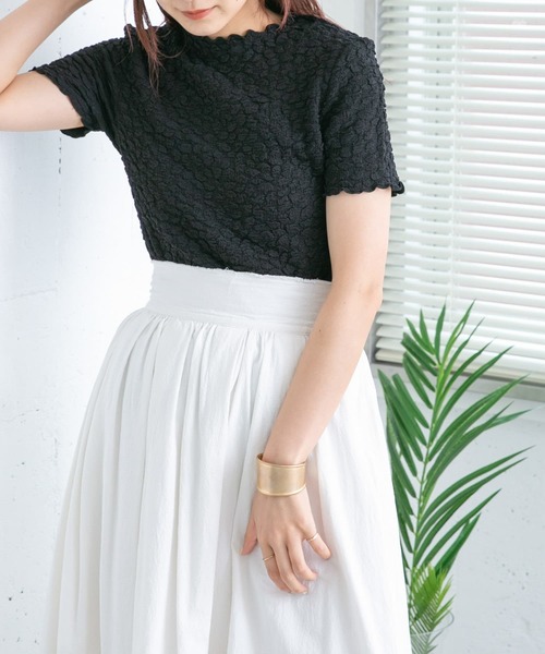 KBF(ケイビーエフ)の「カットジャガードTEE(Tシャツ/カットソー・レディース・イエロー/ブラック/アイボリー・ONE)」の12枚目の写真