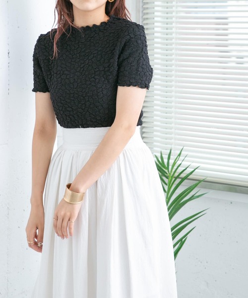 KBF(ケイビーエフ)の「カットジャガードTEE(Tシャツ/カットソー・レディース・イエロー/ブラック/アイボリー・ONE)」の13枚目の写真