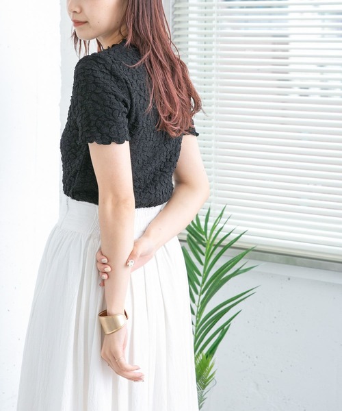 KBF(ケイビーエフ)の「カットジャガードTEE(Tシャツ/カットソー・レディース・イエロー/ブラック/アイボリー・ONE)」の15枚目の写真