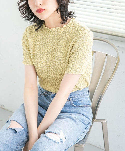 KBF(ケイビーエフ)の「カットジャガードTEE(Tシャツ/カットソー・レディース・イエロー/ブラック/アイボリー・ONE)」の20枚目の写真