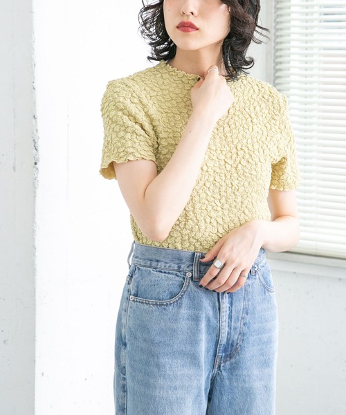 KBF(ケイビーエフ)の「カットジャガードTEE(Tシャツ/カットソー・レディース・イエロー/ブラック/アイボリー・ONE)」の22枚目の写真