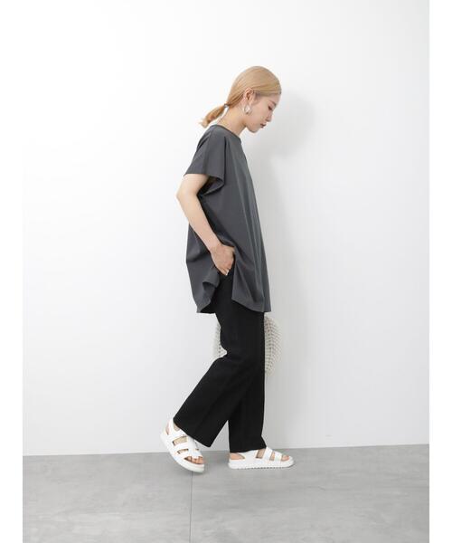 Samansa Mos2 blue(サマンサモスモスブルー)の「【汗じみ防止】フレンチスリーブチュニックTシャツ(Tシャツ/カットソー・レディース・カーキ/ブルー/チャコールグレー・F)」の20枚目の写真