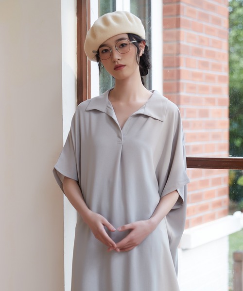 On One's Own(オンワンズオン)の「On One's Own ルーズフィットスキッパーカラーチュニックトップ(チュニック・レディース・ホワイト/ライトグレー/ブラック/オリーブ・フリー(M)/L)」の8枚目の写真
