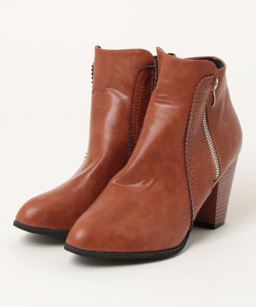 Burner(バーナー)の「【OKUOKU 0909】スタックドヒール ショートブーツ oku-shoes-579354607651-411 U1(スニーカー・レディース・ブラウン/ブラック・36/38/40)」の2枚目の写真