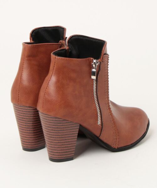 Burner(バーナー)の「【OKUOKU 0909】スタックドヒール ショートブーツ oku-shoes-579354607651-411 U1(スニーカー・レディース・ブラウン/ブラック・36/38/40)」の3枚目の写真