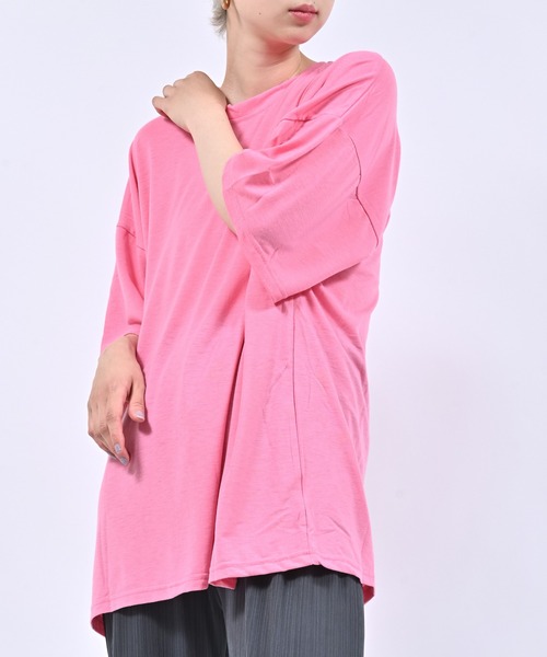 Alite cloth(アリーテクロス)の「ルーズ半袖Tシャツ(Tシャツ/カットソー・レディース・ブラック/ブルー/ピンク/グリーン/ホワイト/オレンジ/パープル・FREE)」の6枚目の写真
