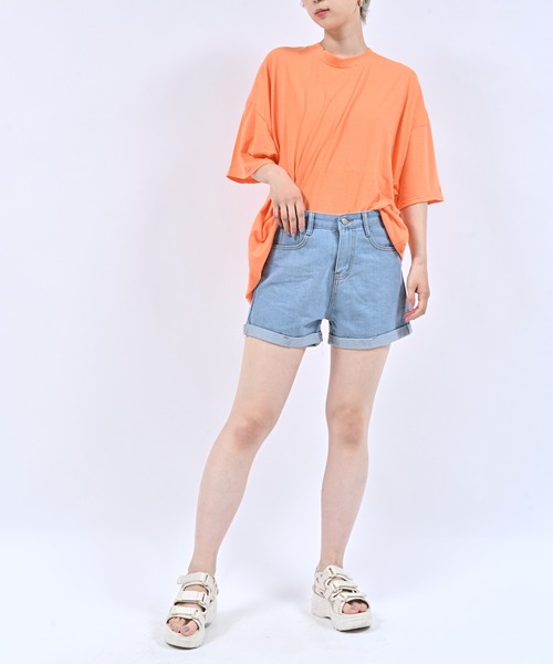 Alite cloth(アリーテクロス)の「ルーズ半袖Tシャツ(Tシャツ/カットソー・レディース・ブラック/ブルー/ピンク/グリーン/ホワイト/オレンジ/パープル・FREE)」の8枚目の写真