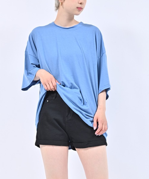 Alite cloth(アリーテクロス)の「ルーズ半袖Tシャツ(Tシャツ/カットソー・レディース・ブラック/ブルー/ピンク/グリーン/ホワイト/オレンジ/パープル・FREE)」の13枚目の写真
