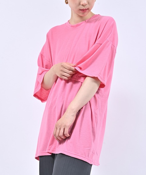 Alite cloth(アリーテクロス)の「ルーズ半袖Tシャツ(Tシャツ/カットソー・レディース・ブラック/ブルー/ピンク/グリーン/ホワイト/オレンジ/パープル・FREE)」の10枚目の写真