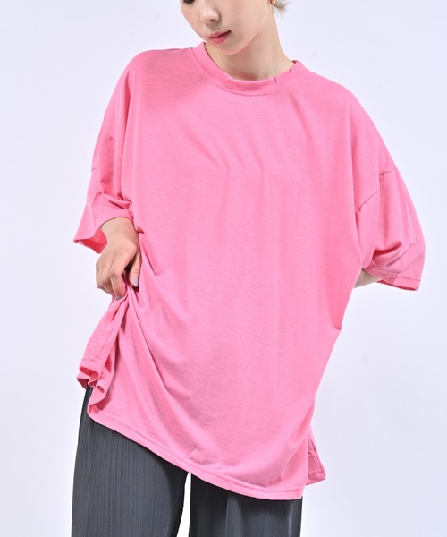 Alite cloth(アリーテクロス)の「ルーズ半袖Tシャツ(Tシャツ/カットソー・レディース・ブラック/ブルー/ピンク/グリーン/ホワイト/オレンジ/パープル・FREE)」の22枚目の写真