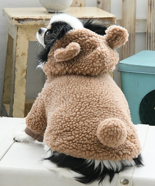 ROPE' PICNIC（ロペピクニック）の「ROPE' PICNIC/耳付きボアフーディー（ペットウェア・レディース・ブラウン/ブラック/ホワイト・L/M/2M/2L/XS/2XS/S）」の3枚目の写真