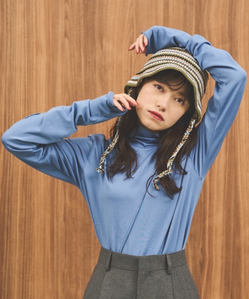 MERLOT(メルロー)の「アウトシームヒートトップス(Tシャツ/カットソー・レディース・イエロー/ブルー/ホワイト・FREE)」の14枚目の写真