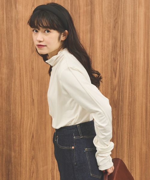 MERLOT(メルロー)の「アウトシームヒートトップス(Tシャツ/カットソー・レディース・イエロー/ブルー/ホワイト・FREE)」の7枚目の写真
