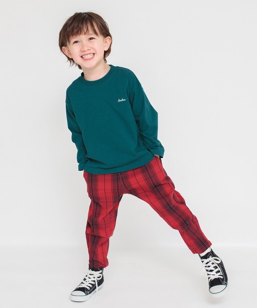 BRANSHES（ブランシェス）の「【ガーデナー】チェック柄テーパードパンツ（その他パンツ・キッズ・グレー/アイボリー/レッド・100/110/120/150/90/160/130/140）」の9枚目の写真