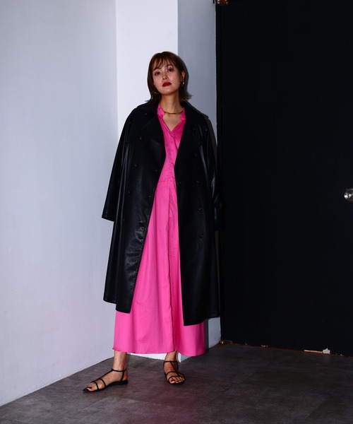 HERENCIA（ヘレンチア）の「フェイク レザー トレンチコート（トレンチコート・レディース・ブラック・FREE）」の13枚目の写真