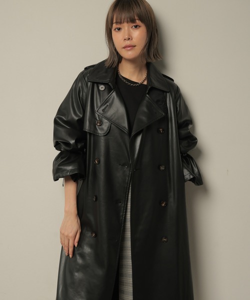 HERENCIA（ヘレンチア）の「フェイク レザー トレンチコート（トレンチ